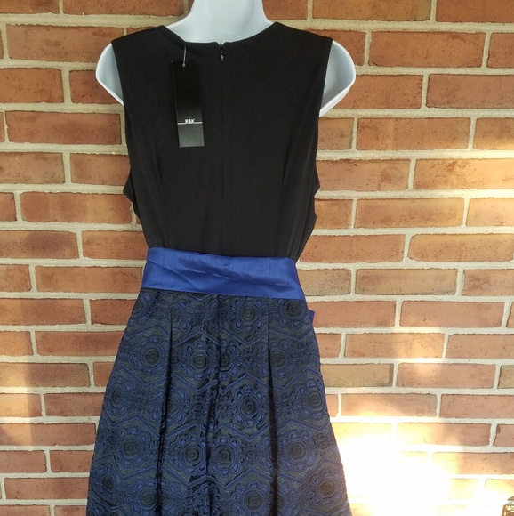 R&K Darling Black and Blue Lace Evening Dress - Picture 2 of 8